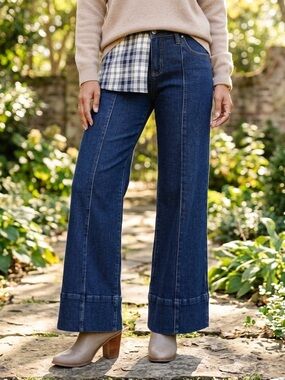 Freckled Poppy x Risen Sz 11/30 Wide Leg Dark Textured Denim Jeans